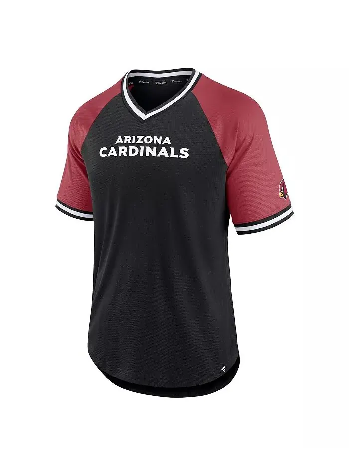 Мужская черная футболка с V-образным вырезом и покроем реглан от Cardinals Arizona Cardinals Second — изображение 3 из 4
