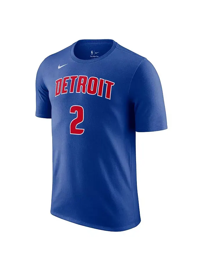 Мужская синяя футболка Detroit Pistons Icon 2022/23 с именем и номером Cade Cunningham, для занятий — изображение 2 из 3