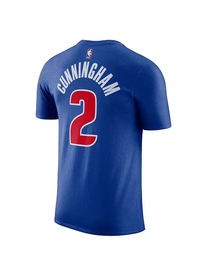 Мужская синяя футболка Detroit Pistons Icon 2022/23 с именем и номером Cade Cunningham, для занятий — изображение 3 из 3