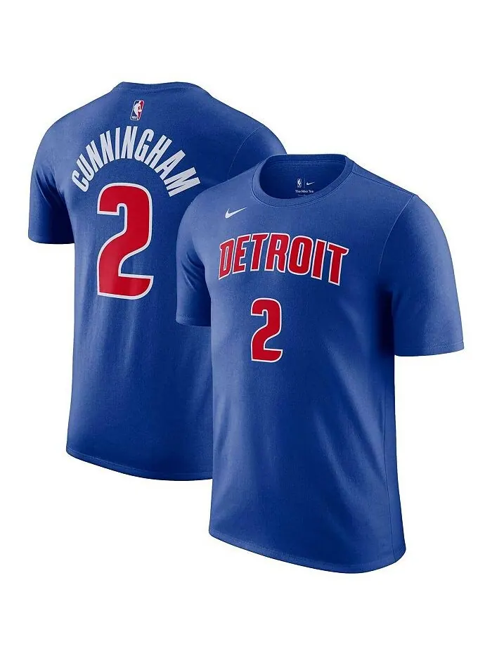 Мужская синяя футболка Cade Cunningham Detroit Pistons Icon 2022/23 с именем и номером Performance