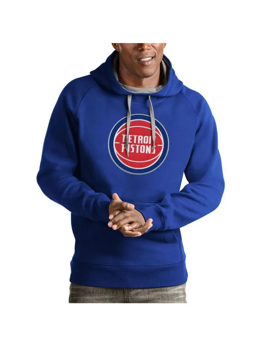Мужская толстовка с капюшоном Royal Detroit Pistons Team Logo Victory Antigua