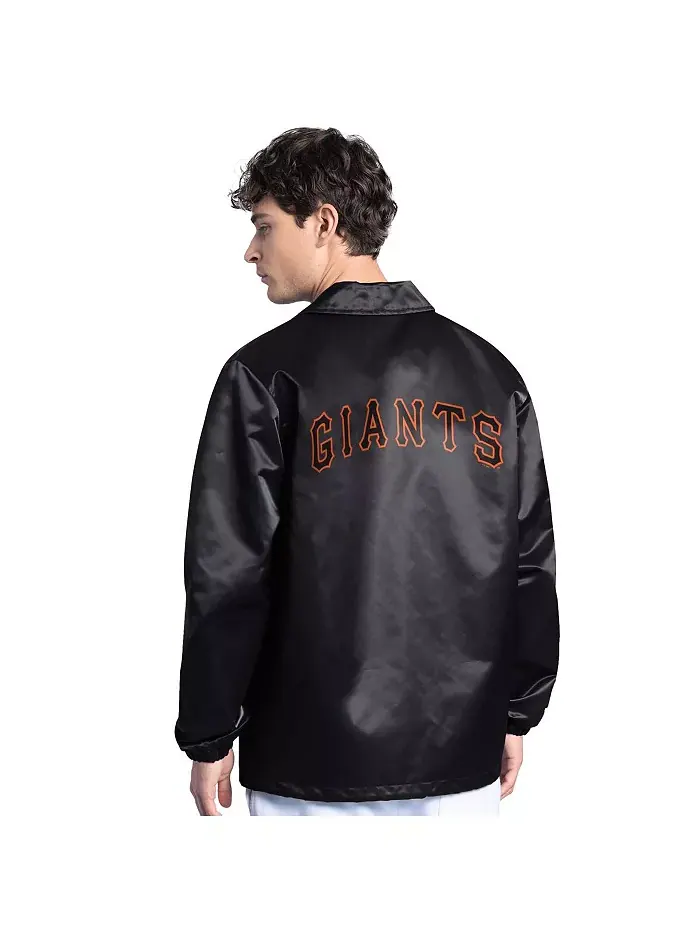 Мужская черная бейсбольная куртка San Francisco Giants Cooperstown Collection Point Man на молнии — изображение 2 из 3
