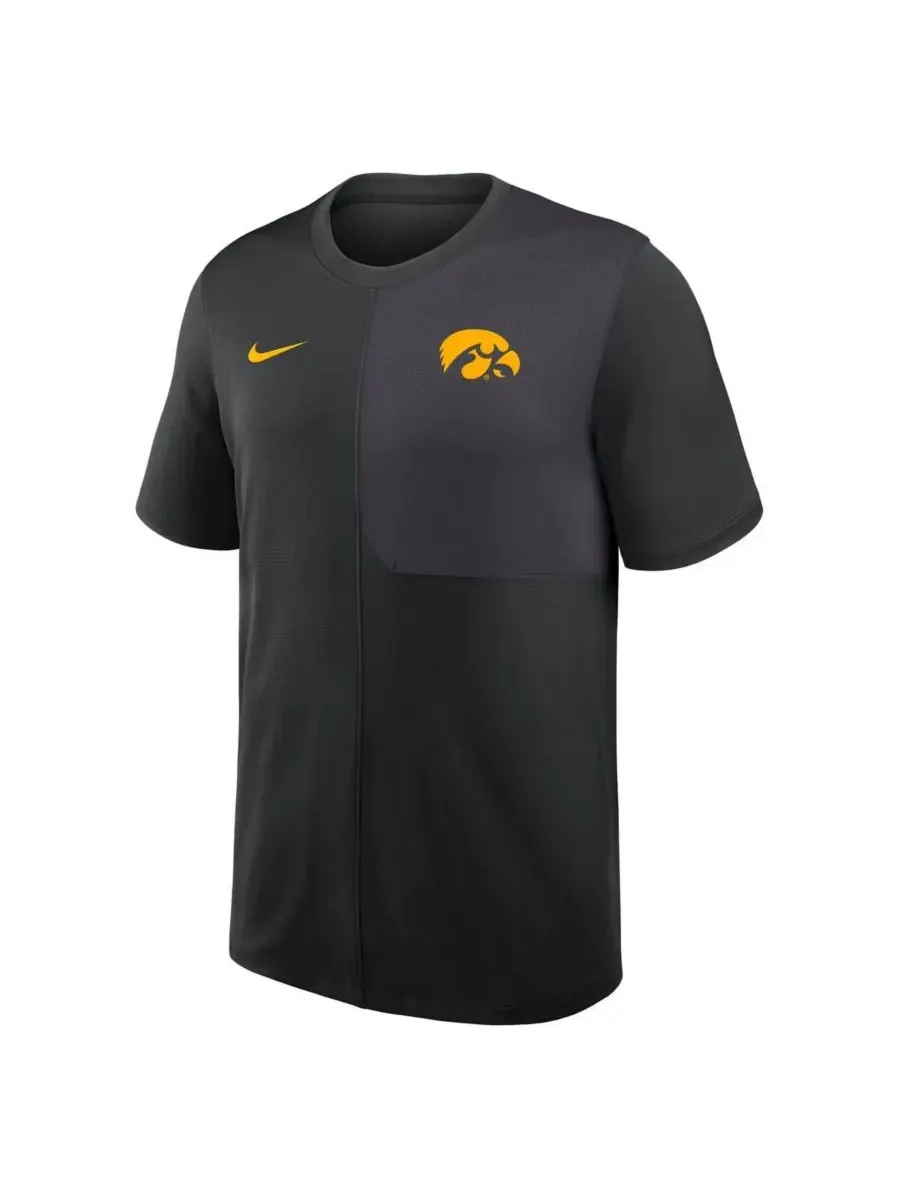Nike Мужская черная футболка тренера Iowa Hawkeyes 2025 Sideline UV Performance Coach T-Shirt — изображение 3 из 3, черный
