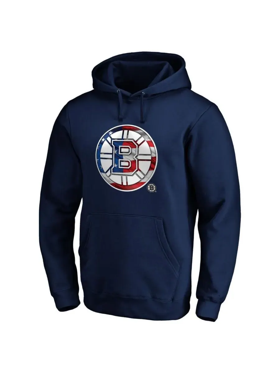 Fanatics Мужская толстовка с капюшоном темно-синего цвета с логотипом Boston Bruins Banner Wave — изображение 3 из 3