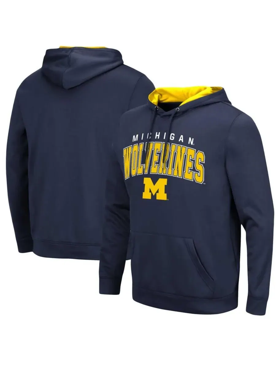 Colosseum Мужская толстовка с капюшоном темно-синего цвета с символикой команды Michigan Wolverines