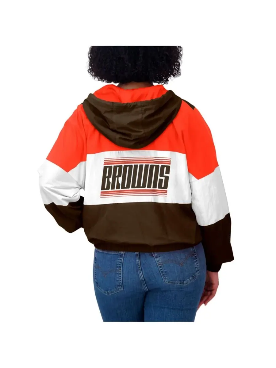 WEAR by Erin Andrews Женская коричневая ветровка на молнии с цветными блоками в стиле Cleveland — изображение 3 из 4