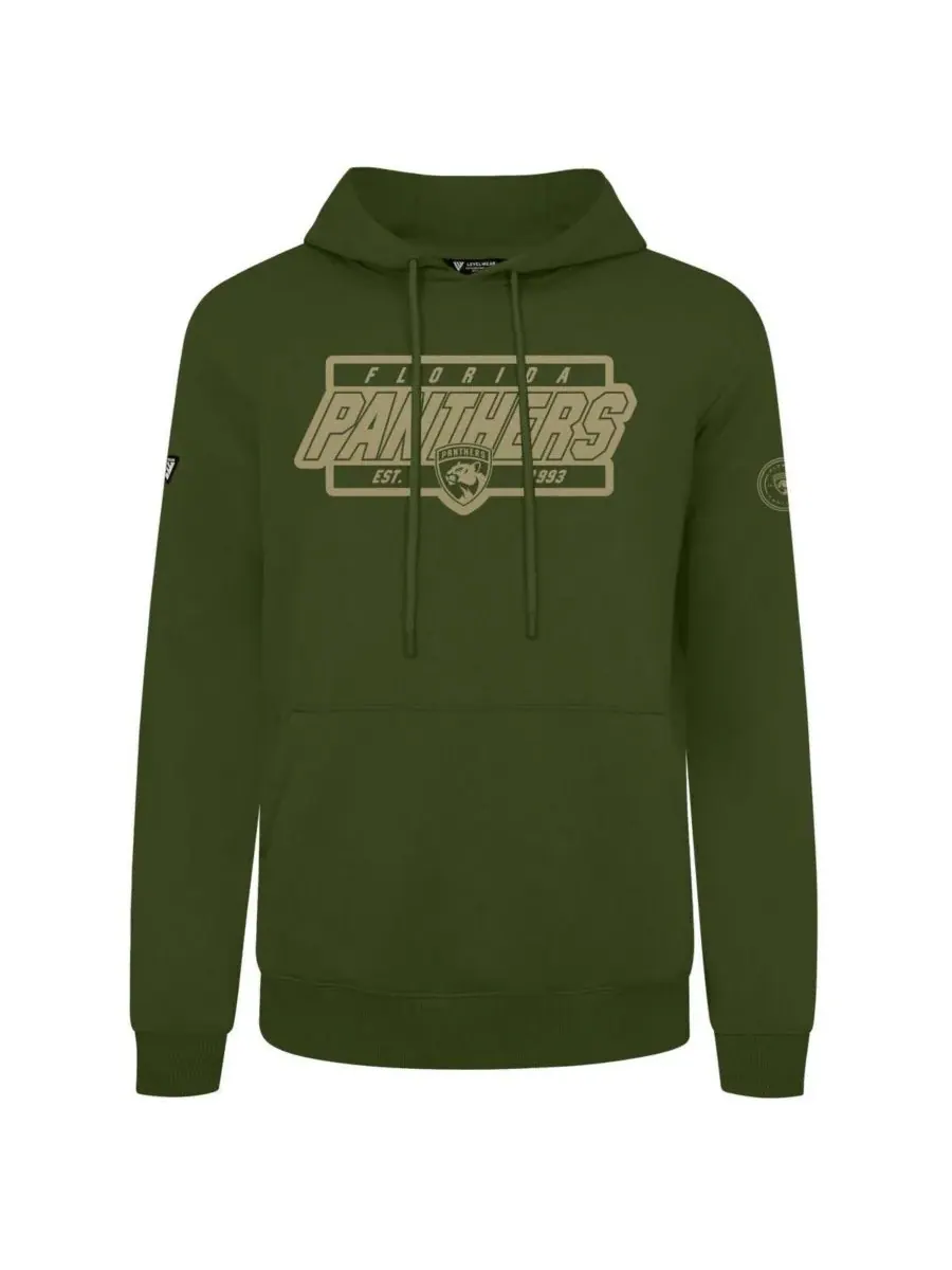 LevelWear Мужская толстовка с капюшоном оливкового цвета с символикой Florida Panthers Podium
