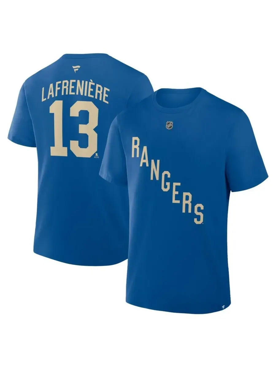 Fanatics Мужская синяя футболка Alexis Lafrenière New York Rangers Authentic Stack с именем и