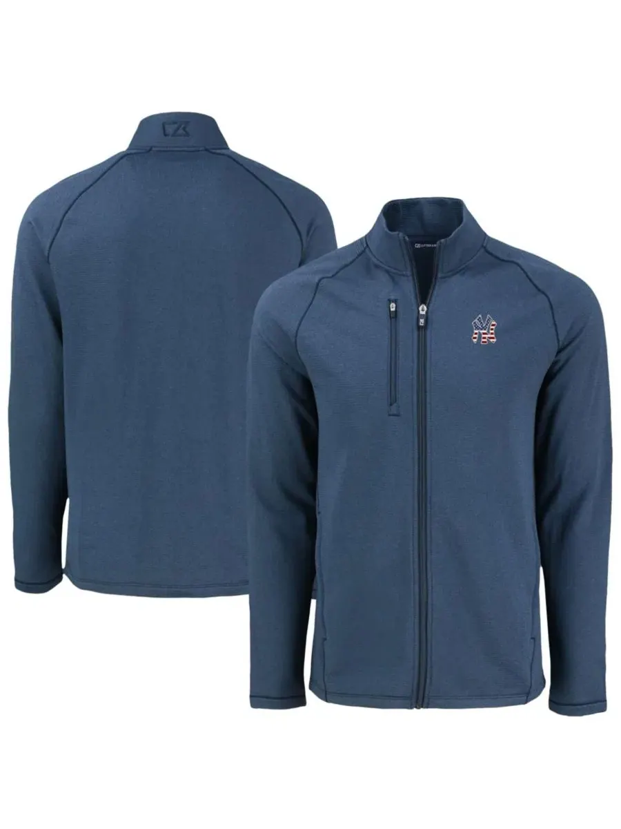 Куртка-флисовая с капюшоном New York Yankees Peshastin Eco Fleece Raglan Full-Zip Cutter & Buck