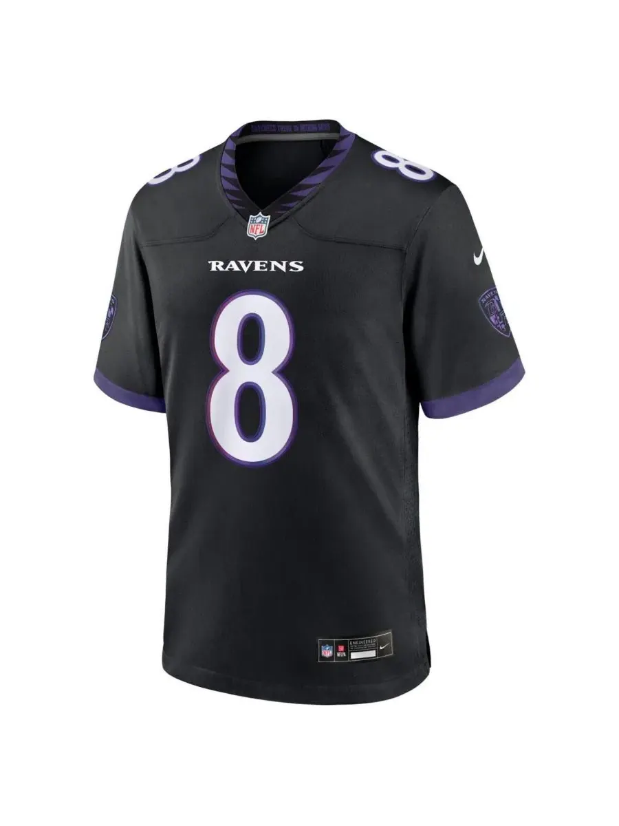 Футболка Nike с длинным рукавом, модель Lamar Jackson Alternate — изображение 2 из 3, черный