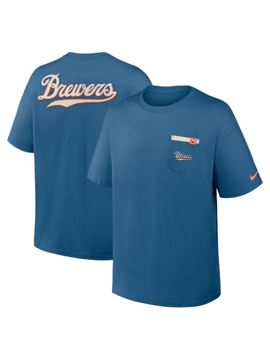 Футболка с логотипом команды Milwaukee Brewers, модель City Connect Max90 Pocket Nike