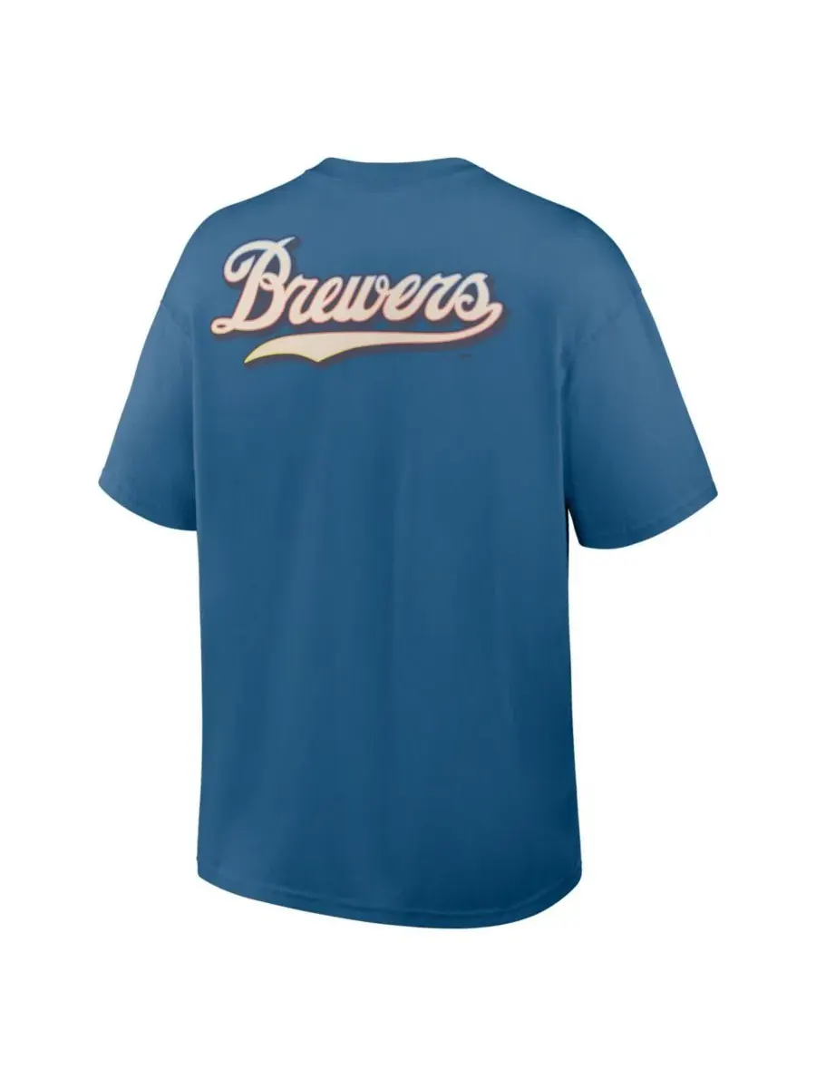 Футболка с логотипом команды Milwaukee Brewers, модель City Connect Max90 Pocket Nike — изображение 3 из 3, синий