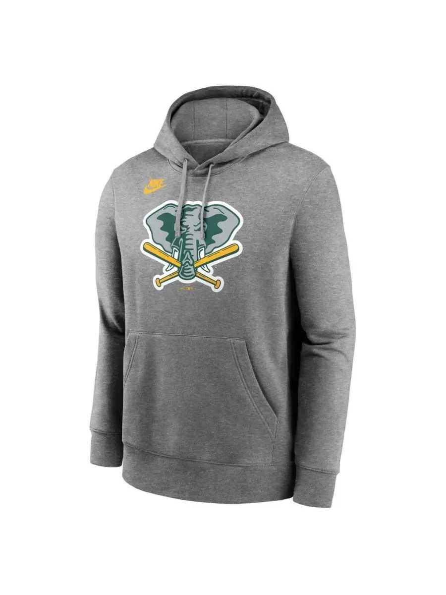 Толстовка на молнии с капюшоном из футера Athletics Cooperstown Collection Logo Club Pullover — изображение 2 из 3, серый