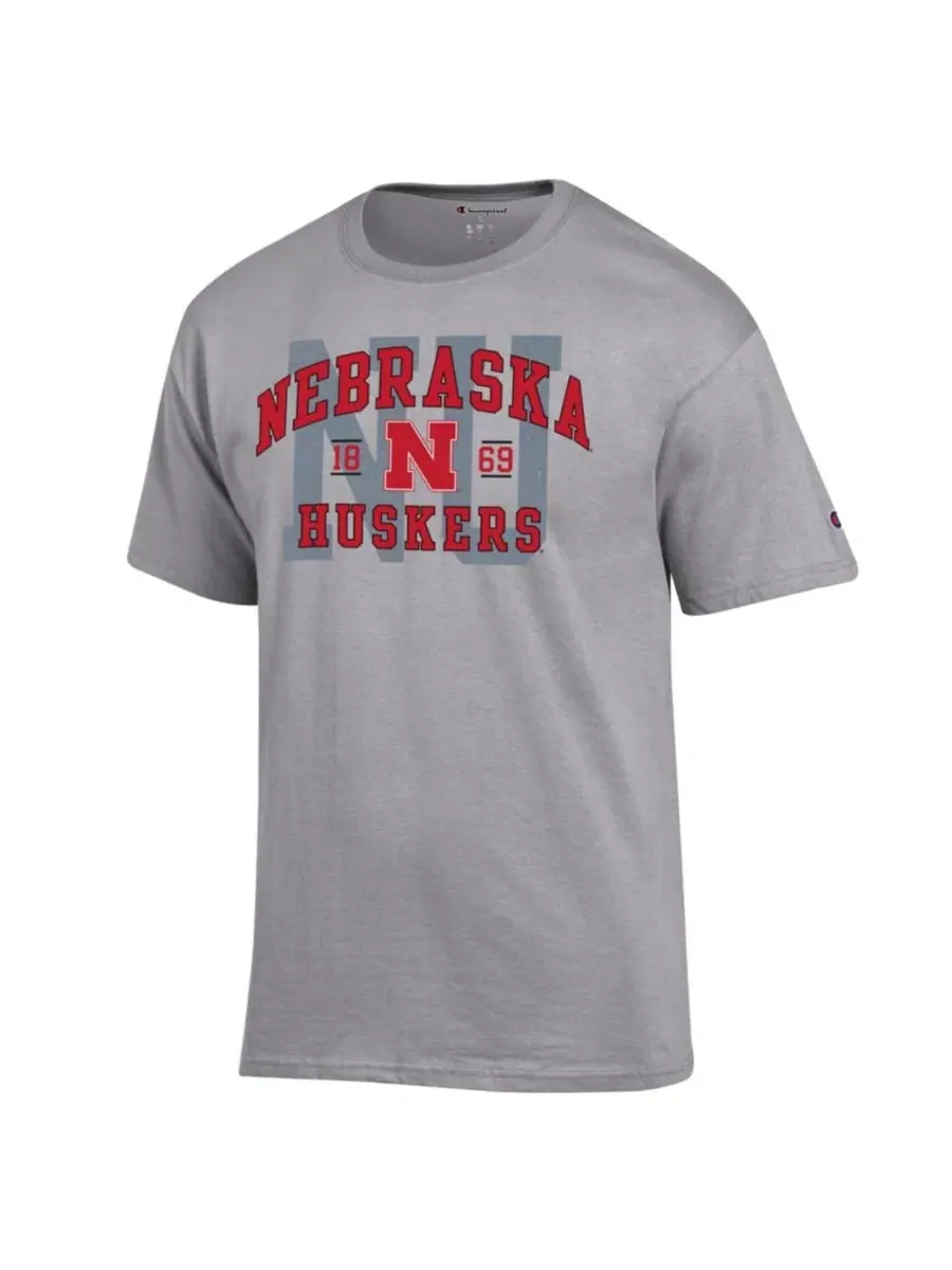 Футболка с принтом Nebraska Huskers Varsity Champion — изображение 3 из 3, серый