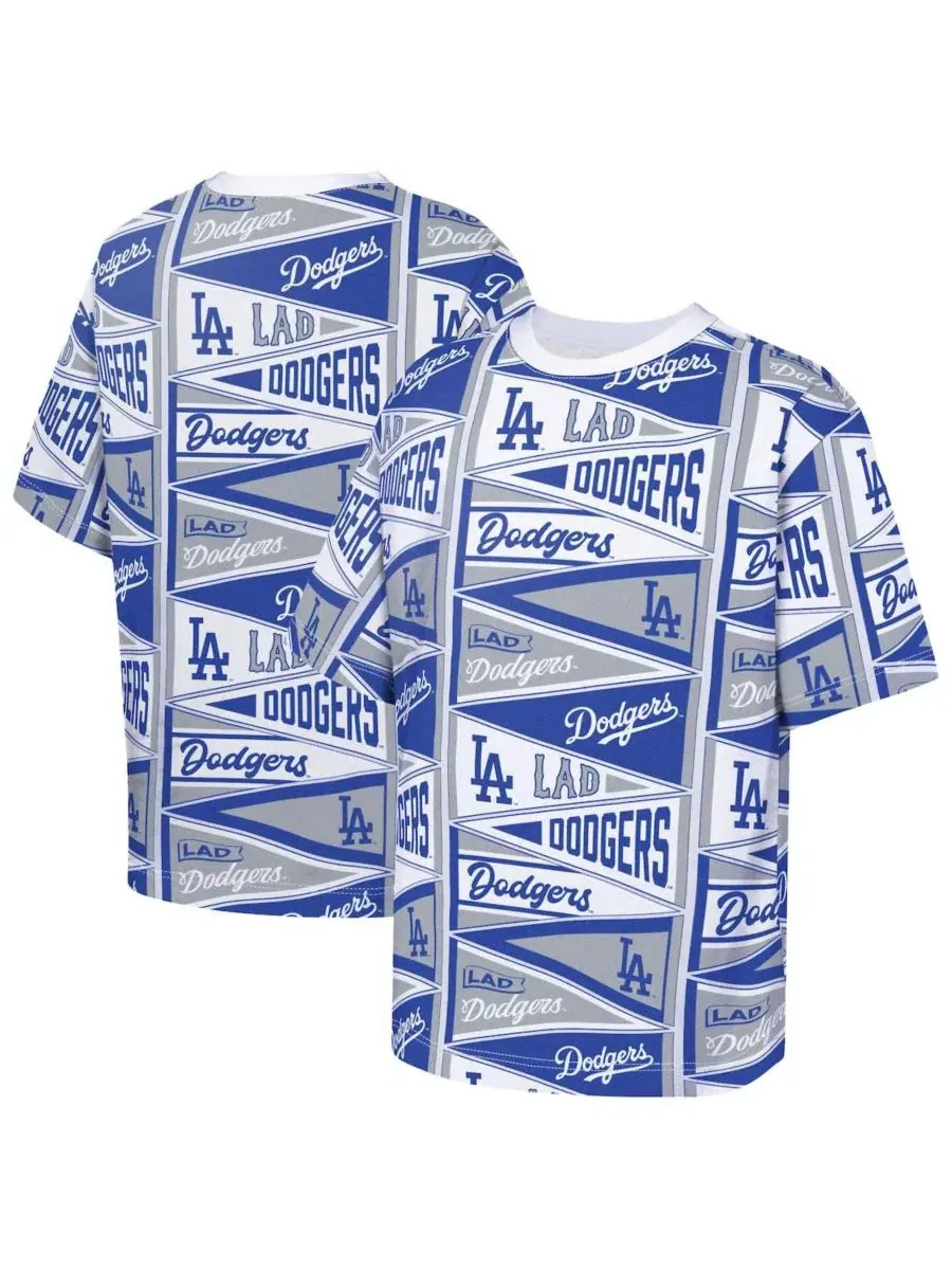 Футболка с принтом-вымпелами Los Angeles Dodgers All-Over Pennant Outerstuff