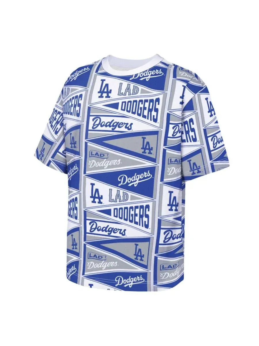 Футболка с принтом-вымпелами Los Angeles Dodgers All-Over Pennant Outerstuff — изображение 2 из 3, синий