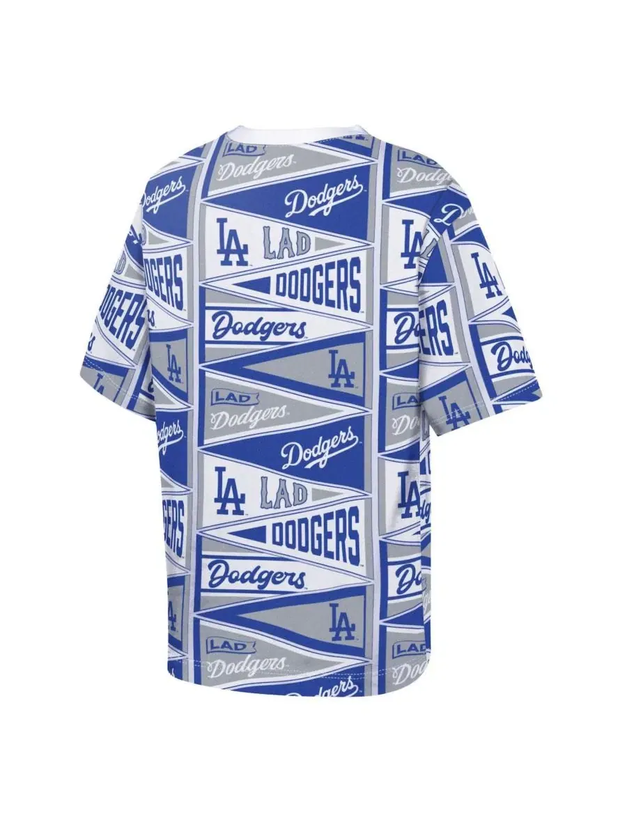 Футболка с принтом-вымпелами Los Angeles Dodgers All-Over Pennant Outerstuff — изображение 3 из 3, синий