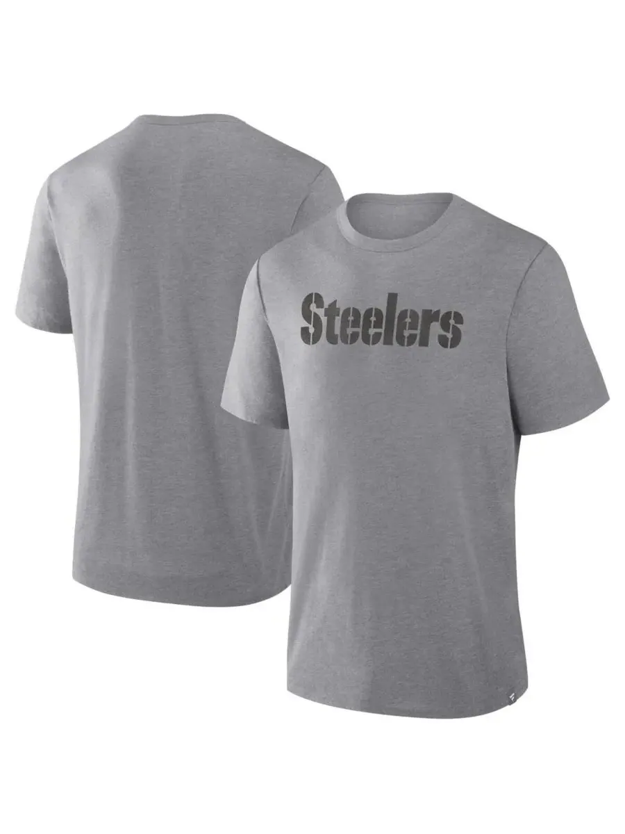 Fanatics Мужская футболка Pittsburgh Steelers Pass Rush Tri-Blend серого цвета