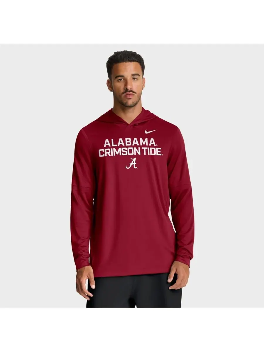 Nike Мужская футболка с длинным рукавом и надписью "Crimson Alabama Crimson Tide 2025 Sideline
