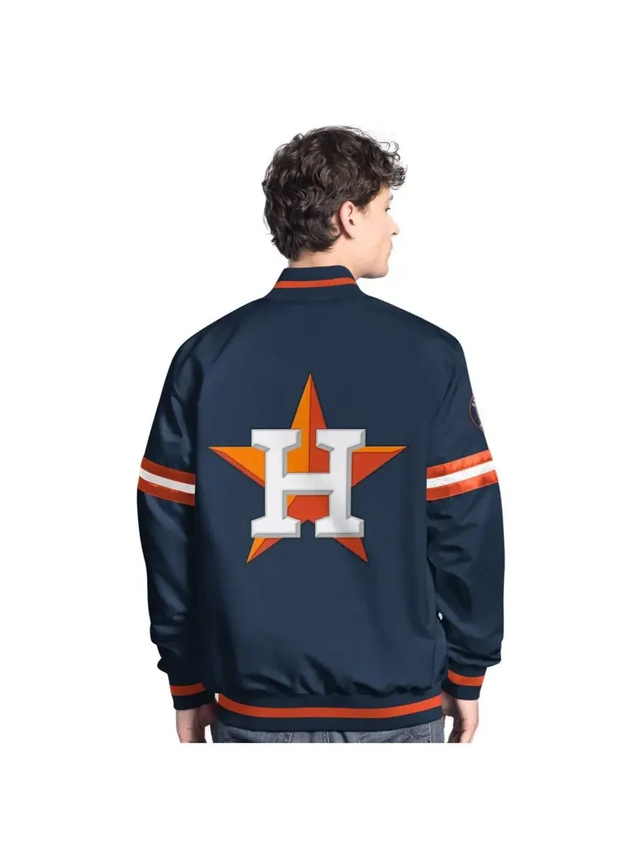 Starter Мужская темно-синяя куртка-бомбер Houston Astros Scout с застежкой на кнопках — изображение 2 из 2, темно-синий