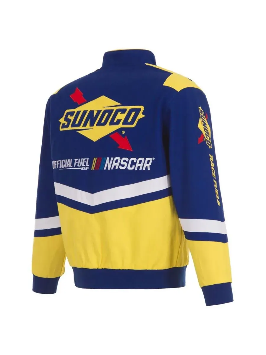 JH Design Мужская униформенная куртка NASCAR Sunoco из саржи с застежкой на кнопках — изображение 3 из 3, желтый