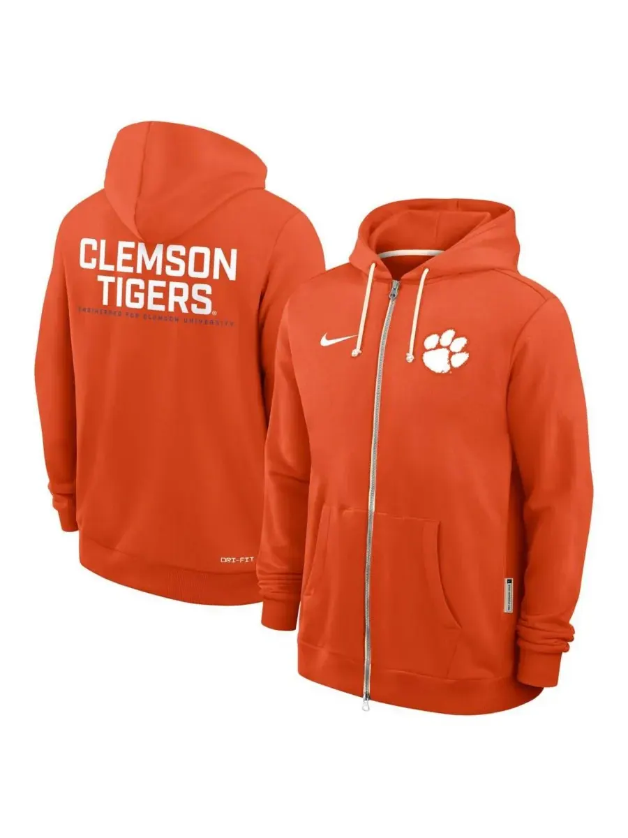 Nike Мужская оранжевая толстовка на молнии Clemson Tigers 2025 Sideline Standard Issue Dri-FIT — изображение 4 из 5