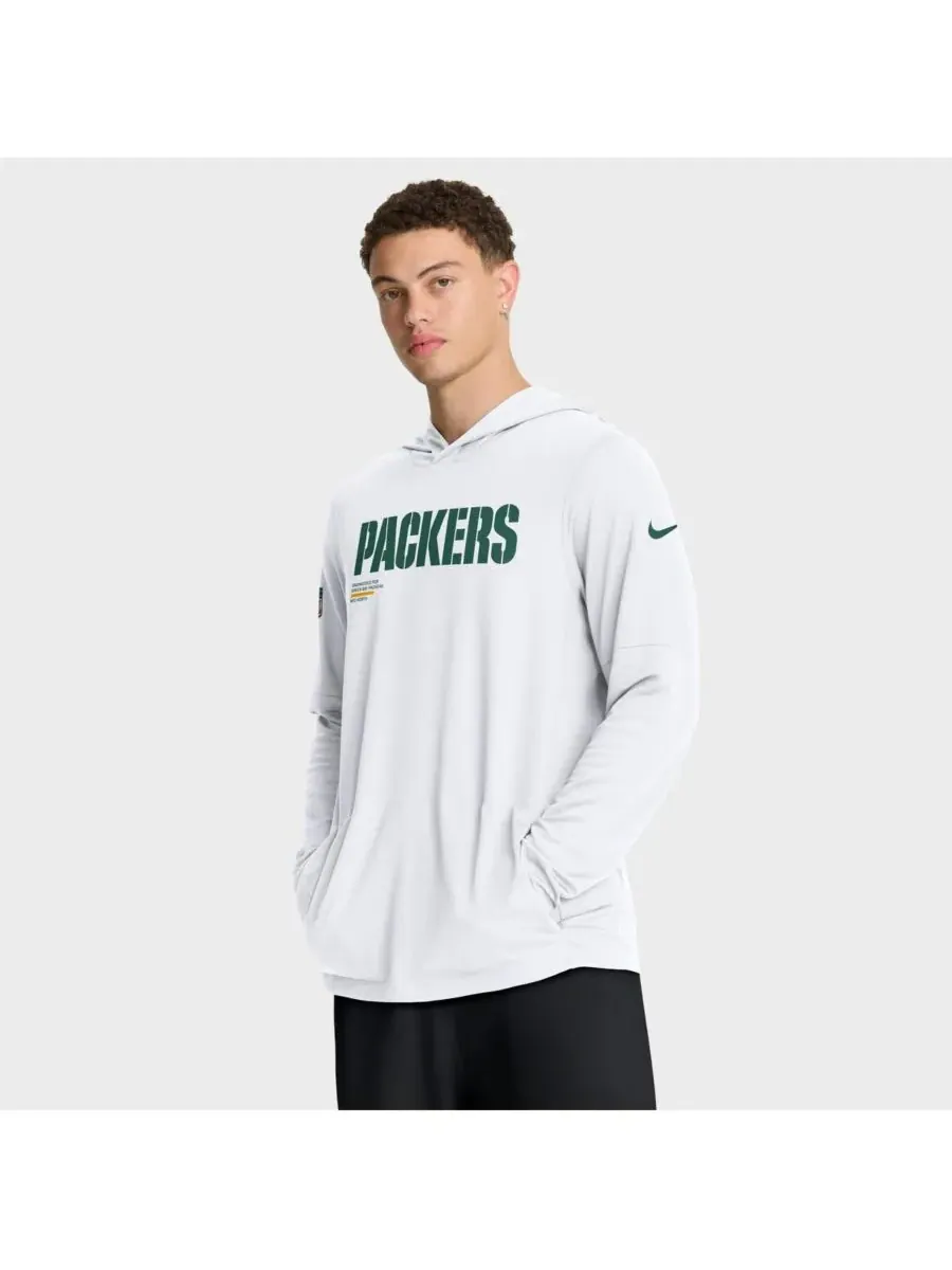 Nike Мужская белая толстовка с длинными рукавами Green Bay Packers Sideline Pure Fury Performance