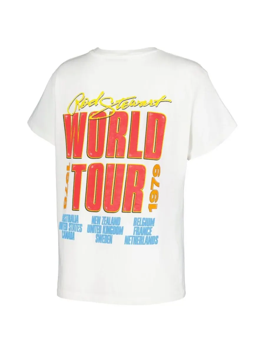 Daydreamer Женская белая футболка с графическим принтом Rod Stewart 1978/79 World Tour — изображение 4 из 5, белый
