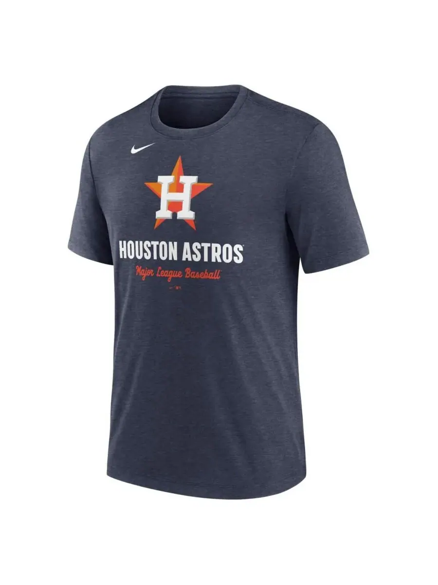 Nike Мужская футболка из смешанной ткани с логотипом команды Houston Astros — изображение 3 из 3, темно-синий