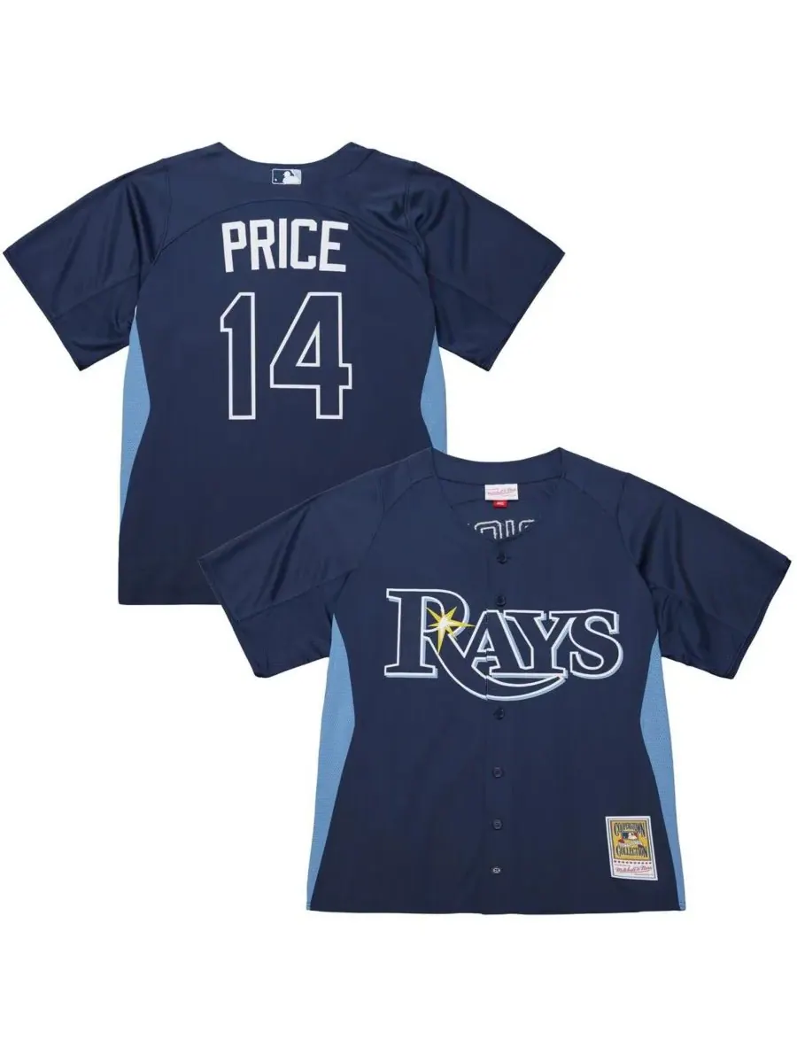 Mitchell & Ness Мужская синяя тренировочная футболка David Price Tampa Bay Rays с символикой команды