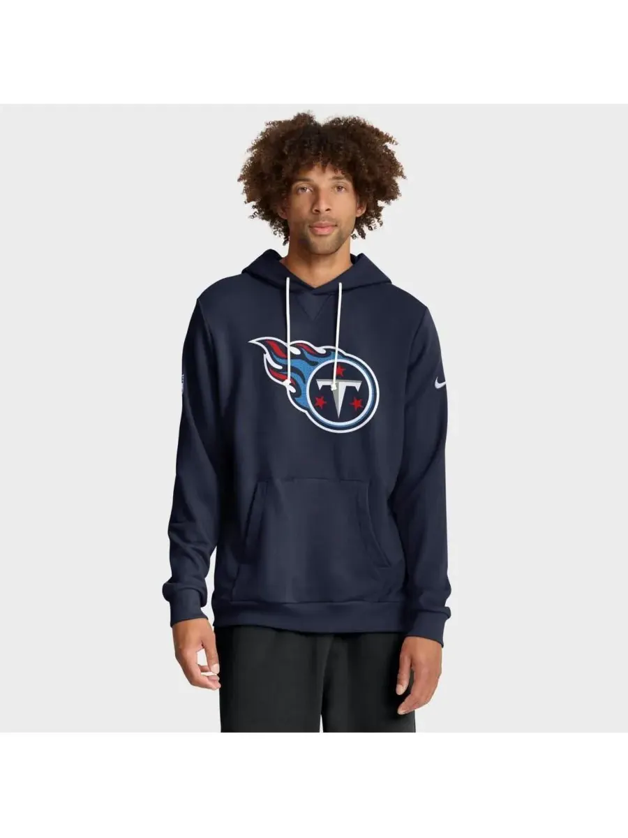Nike Мужская темно-синяя толстовка Tennessee Titans Sideline Standard Issue Initial Home Dri-FIT