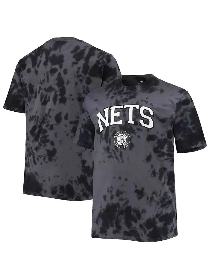 Мужская черная футболка Brooklyn Nets Big and Tall Marble Dye Tonal Performance Profile — изображение 2 из 4