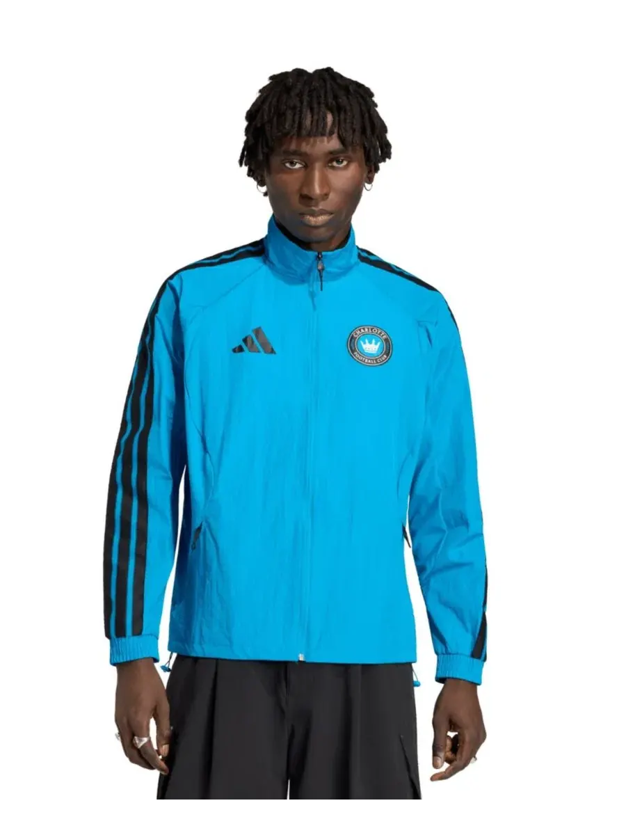 Мужская куртка-ветровка с рагланом и полноразмерной молнией, модель Charlotte FC 2026 Anthem adidas