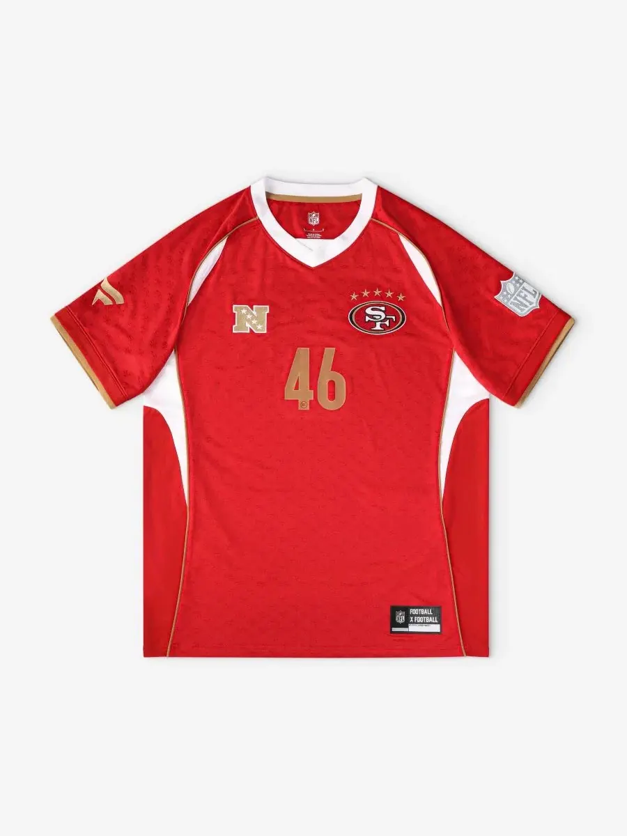 Футболка с V-образным вырезом Scarlet San Francisco 49ers Football x Football Fanatics