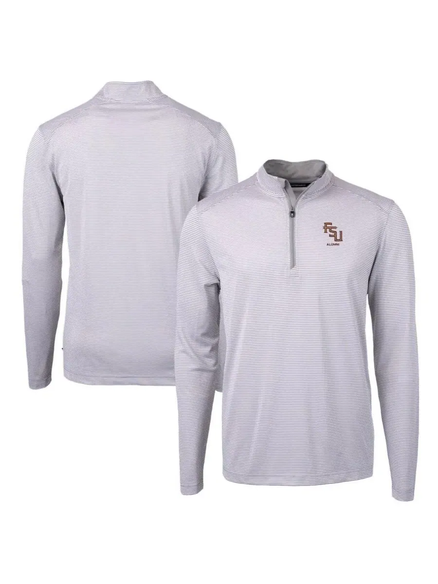 Пуловер с четверть-застежкой Alumni Logo Dry Tec Virtue Eco Pique Micro Stripe Cutter & Buck