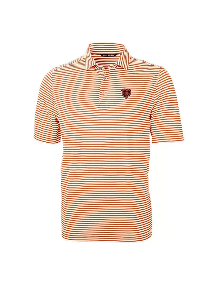 Мужская поло Chicago Bears Throwback Logo Virtue Eco Pique в оранжевую полоску Cutter & Buck — изображение 3 из 3