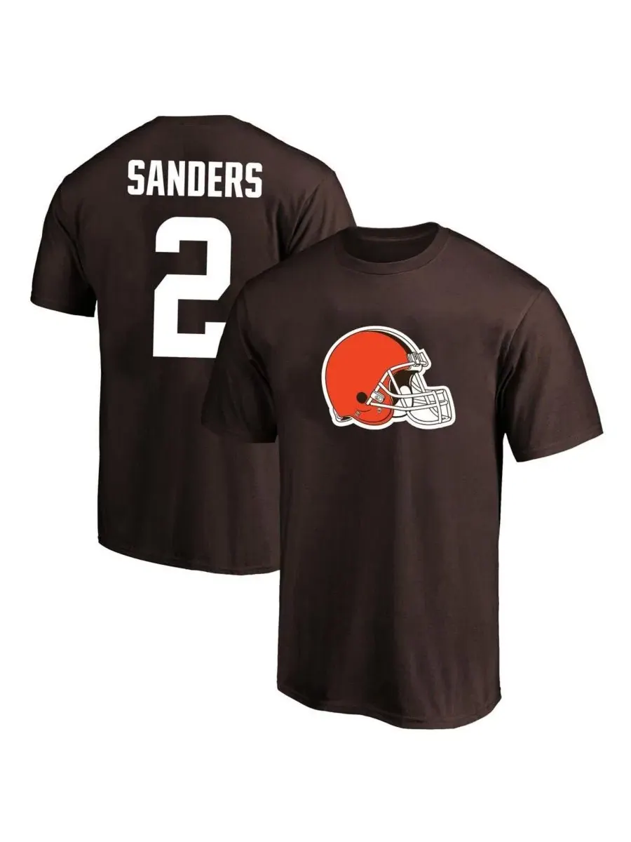 Футболка с именем и номером Shedeur Sanders Cleveland Browns Fanatics