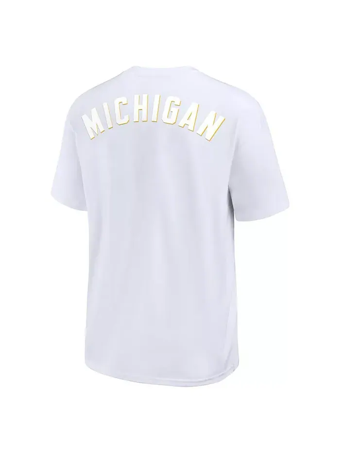 Мужская белая футболка Michigan Wolverines 2-Hit Statement Max90 Jordan — изображение 2 из 3