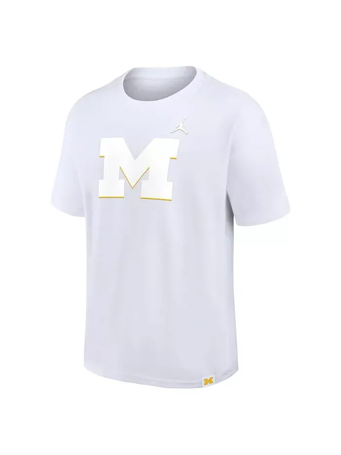 Мужская белая футболка Michigan Wolverines 2-Hit Statement Max90 Jordan — изображение 3 из 3