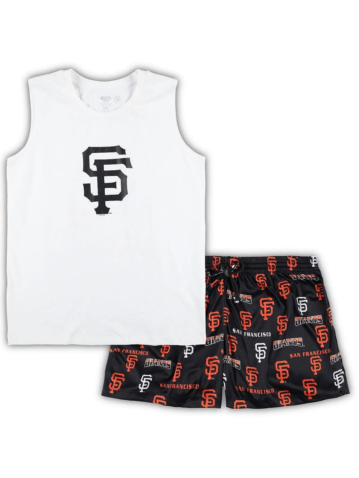 Женский белый и черный комплект для сна San Francisco Giants больших размеров с майкой и шортами