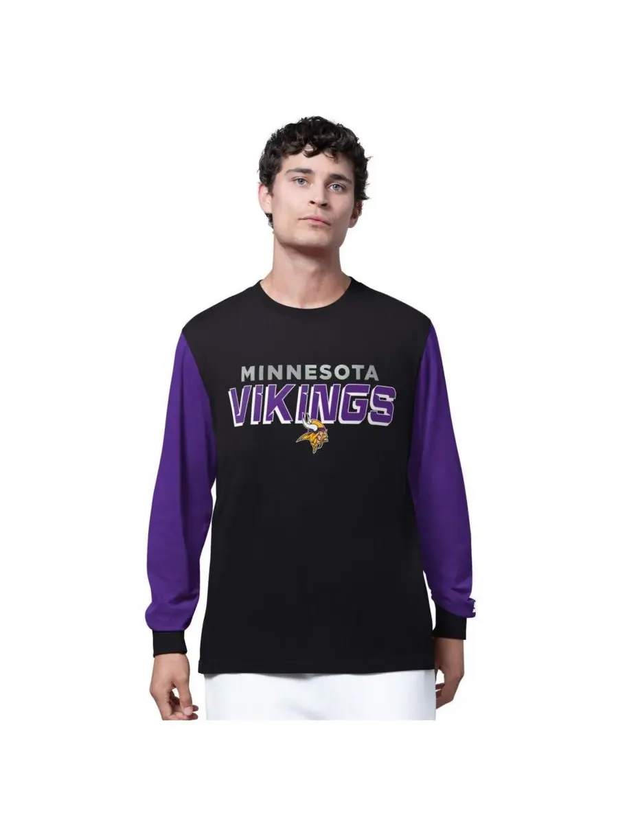 Starter Мужская черная футболка с длинным рукавом Minnesota Vikings Thursday Night Gridiron
