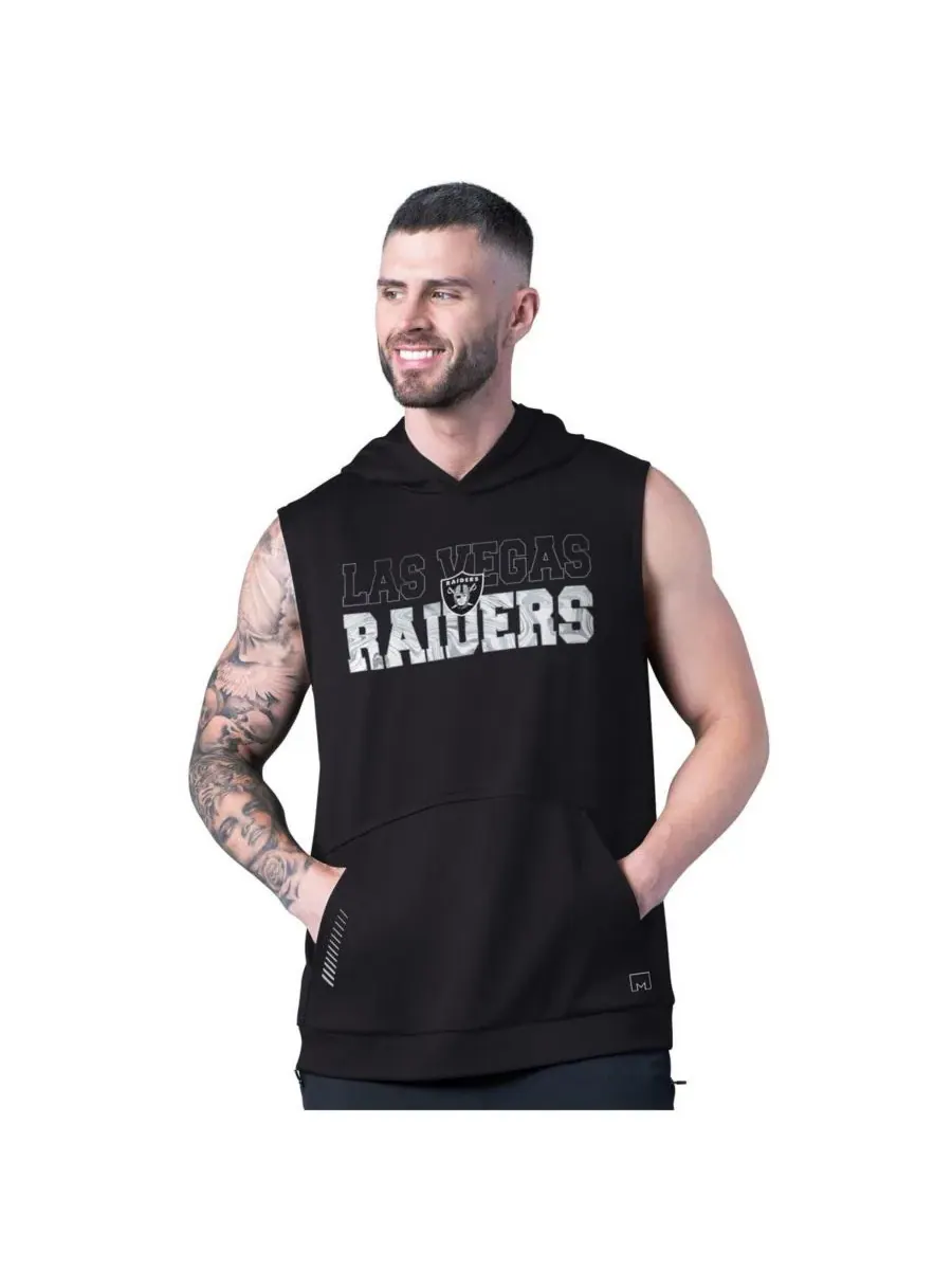 MSX by Michael Strahan Мужская черная толстовка без рукавов Las Vegas Raiders Tri-Blend Rebound