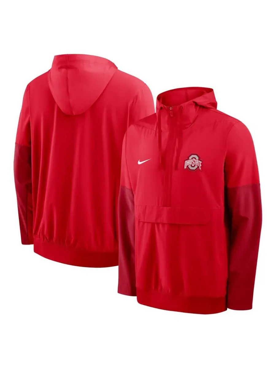 Мужская алая куртка-анорак с капюшоном и молнией в стиле Ohio State Buckeyes Nike