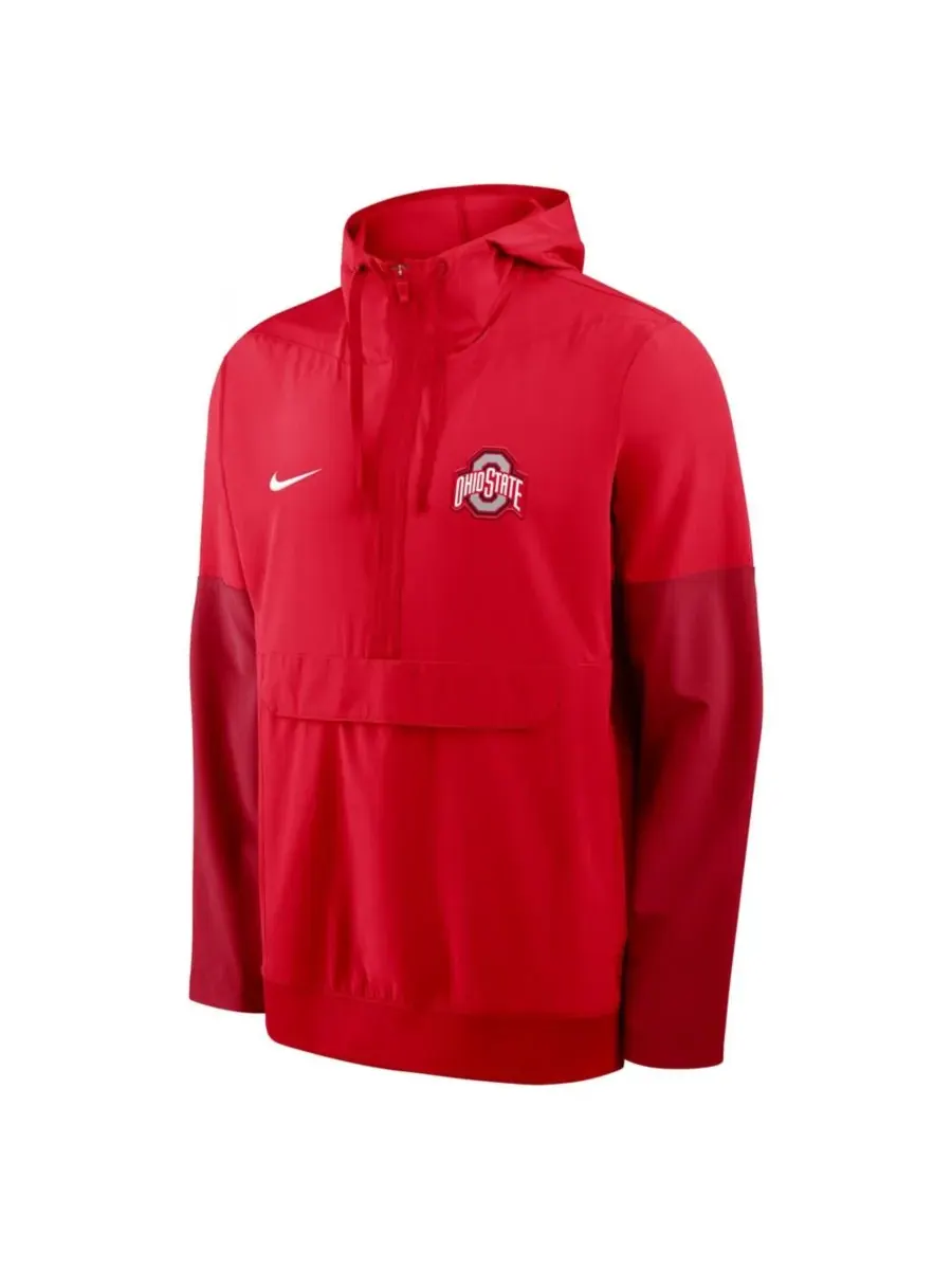 Мужская алая куртка-анорак с капюшоном и молнией в стиле Ohio State Buckeyes Nike — изображение 4 из 4, алый