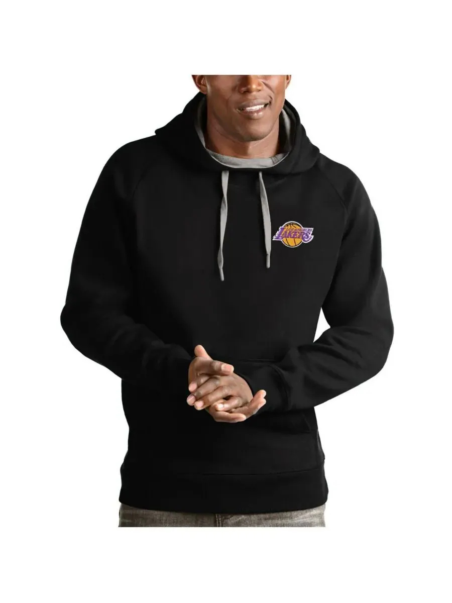 Antigua Мужская черная толстовка с капюшоном Los Angeles Lakers Victory