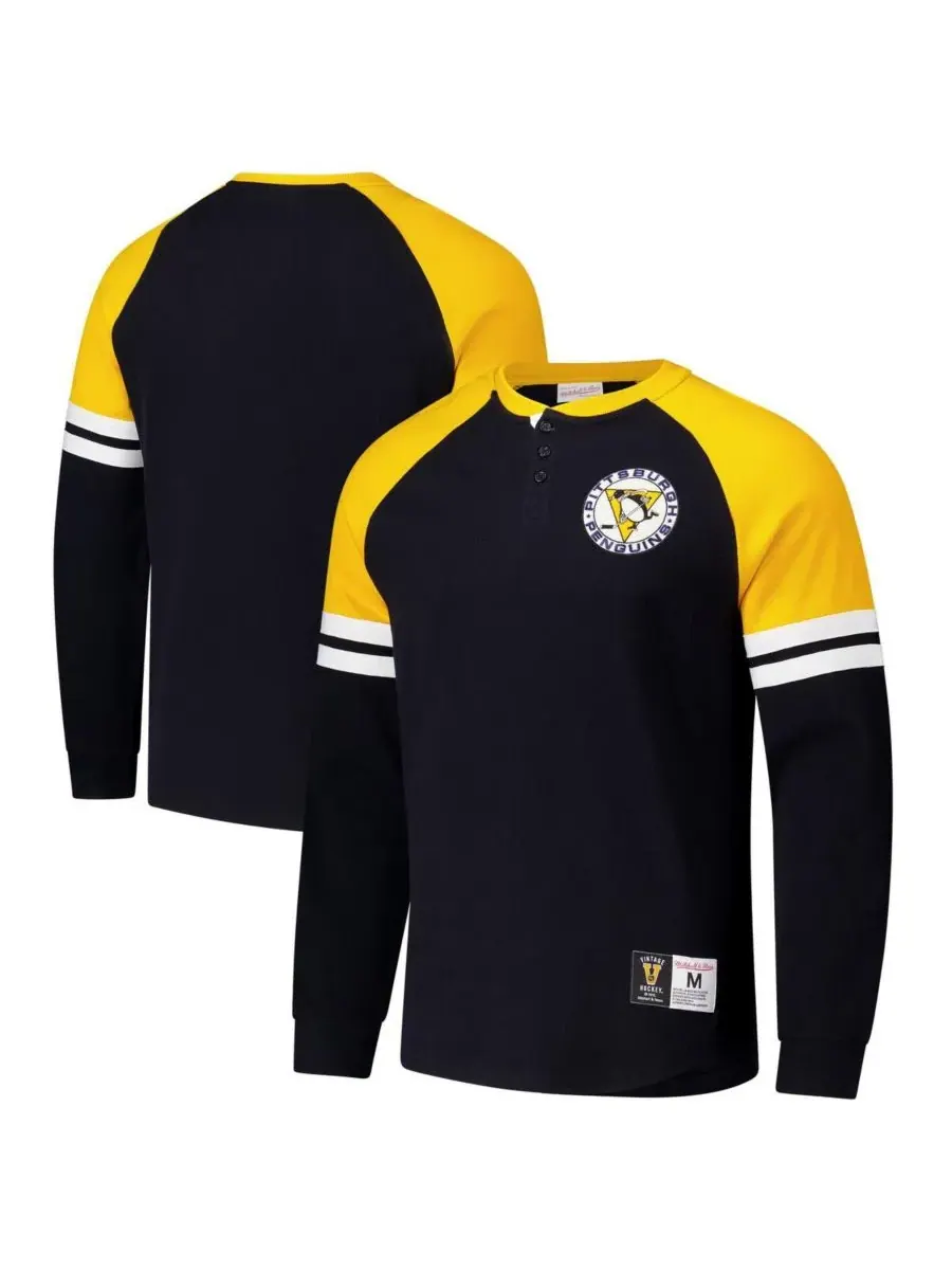Mitchell & Ness Мужская черная термофутболка с длинными рукавами "Питтсбург Пингвинз"