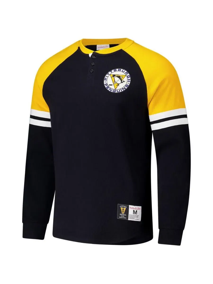 Mitchell & Ness Мужская черная термофутболка с длинными рукавами "Питтсбург Пингвинз" — изображение 2 из 4, черный