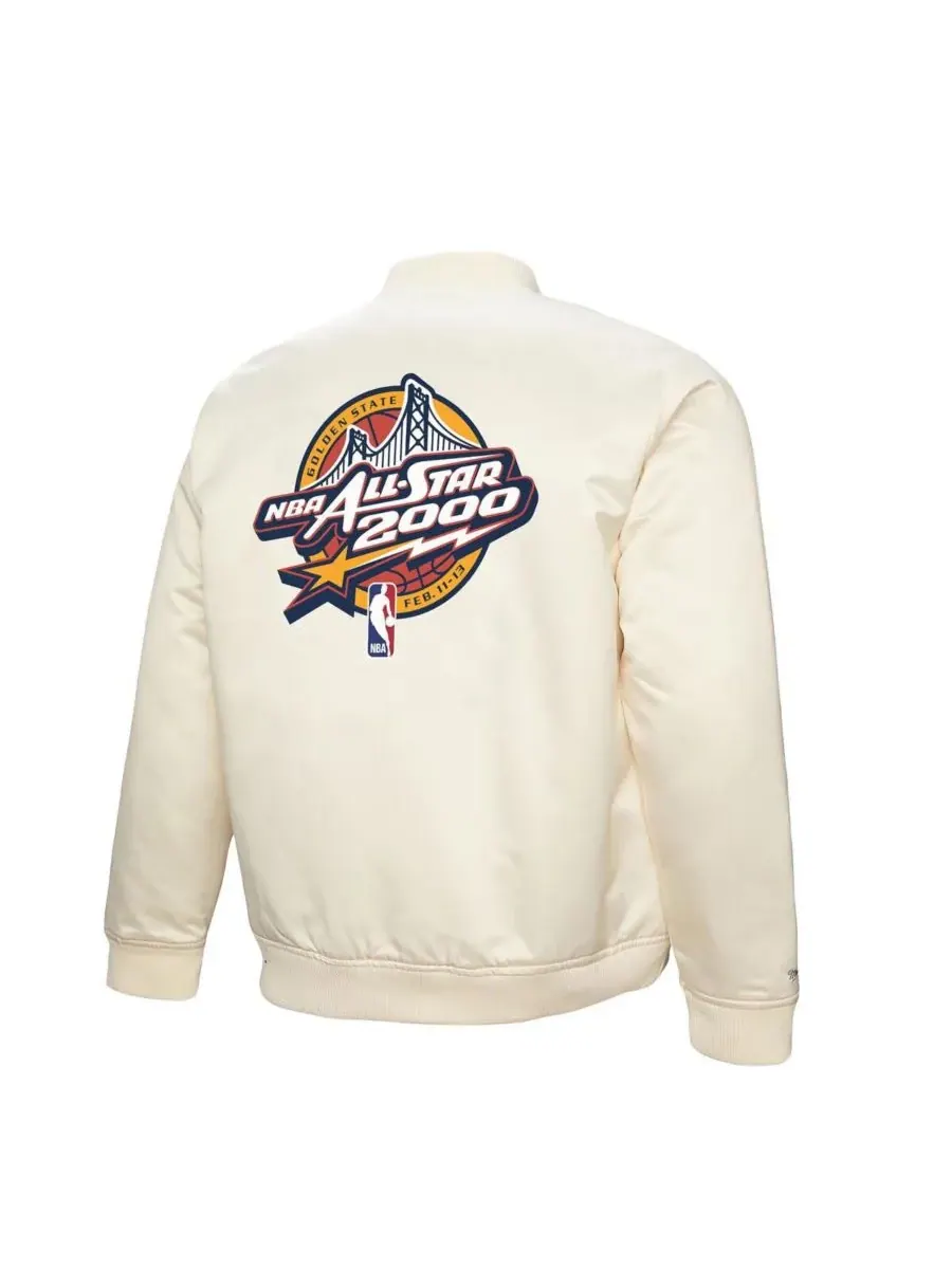 Mitchell & Ness Мужская кремовая атласная куртка на молнии, посвященная Матчу всех звезд НБА 2000 — изображение 3 из 3