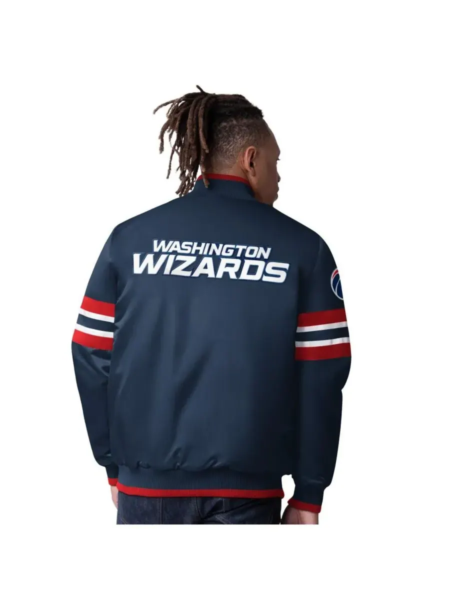 Starter Мужская темно-синяя атласная куртка Washington Wizards Scout Varsity с застежкой на кнопках — изображение 2 из 2
