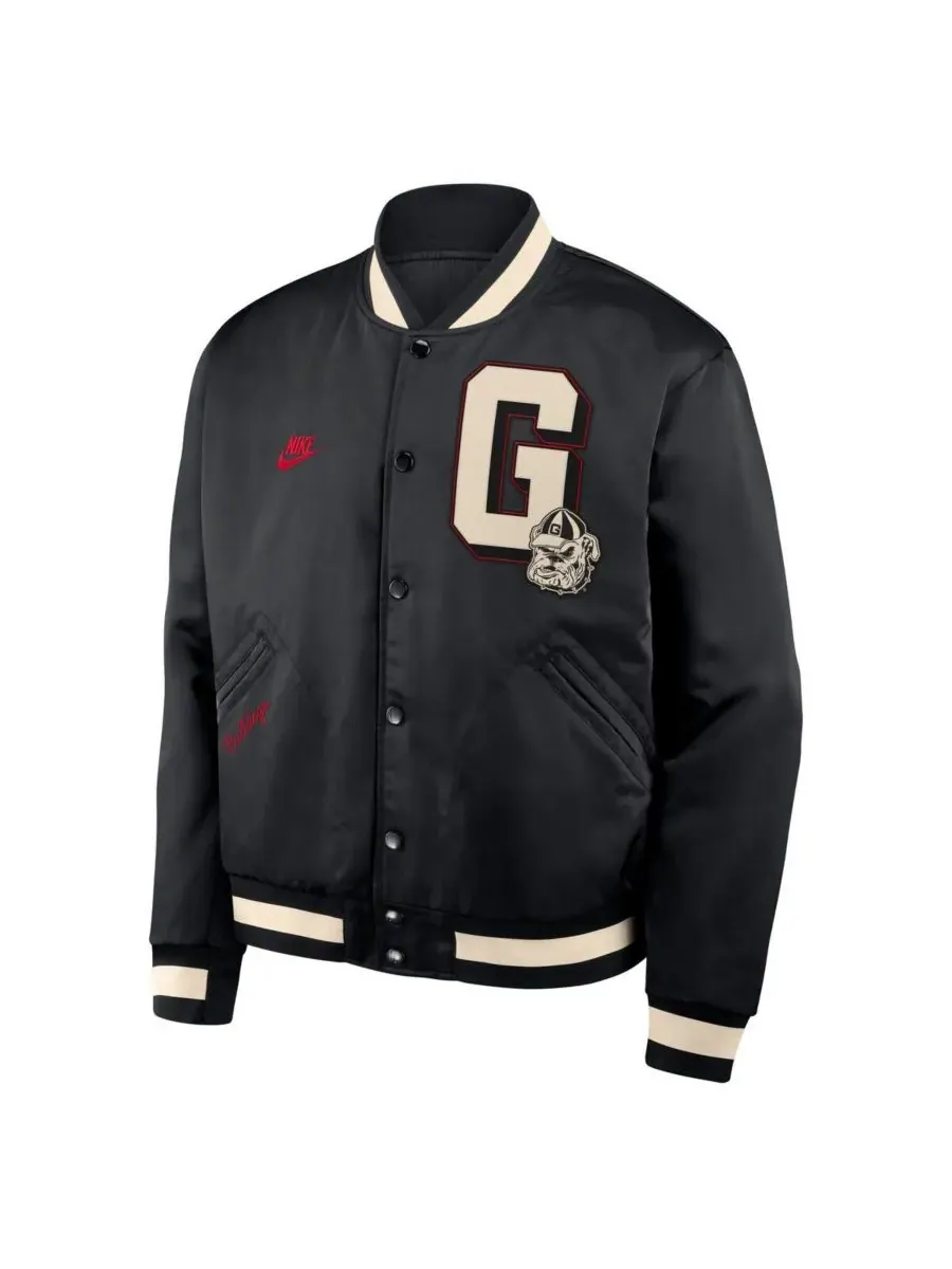 Nike Мужская черная куртка-бомбер Georgia Bulldogs Legacy с застежкой на кнопках — изображение 3 из 5, черный